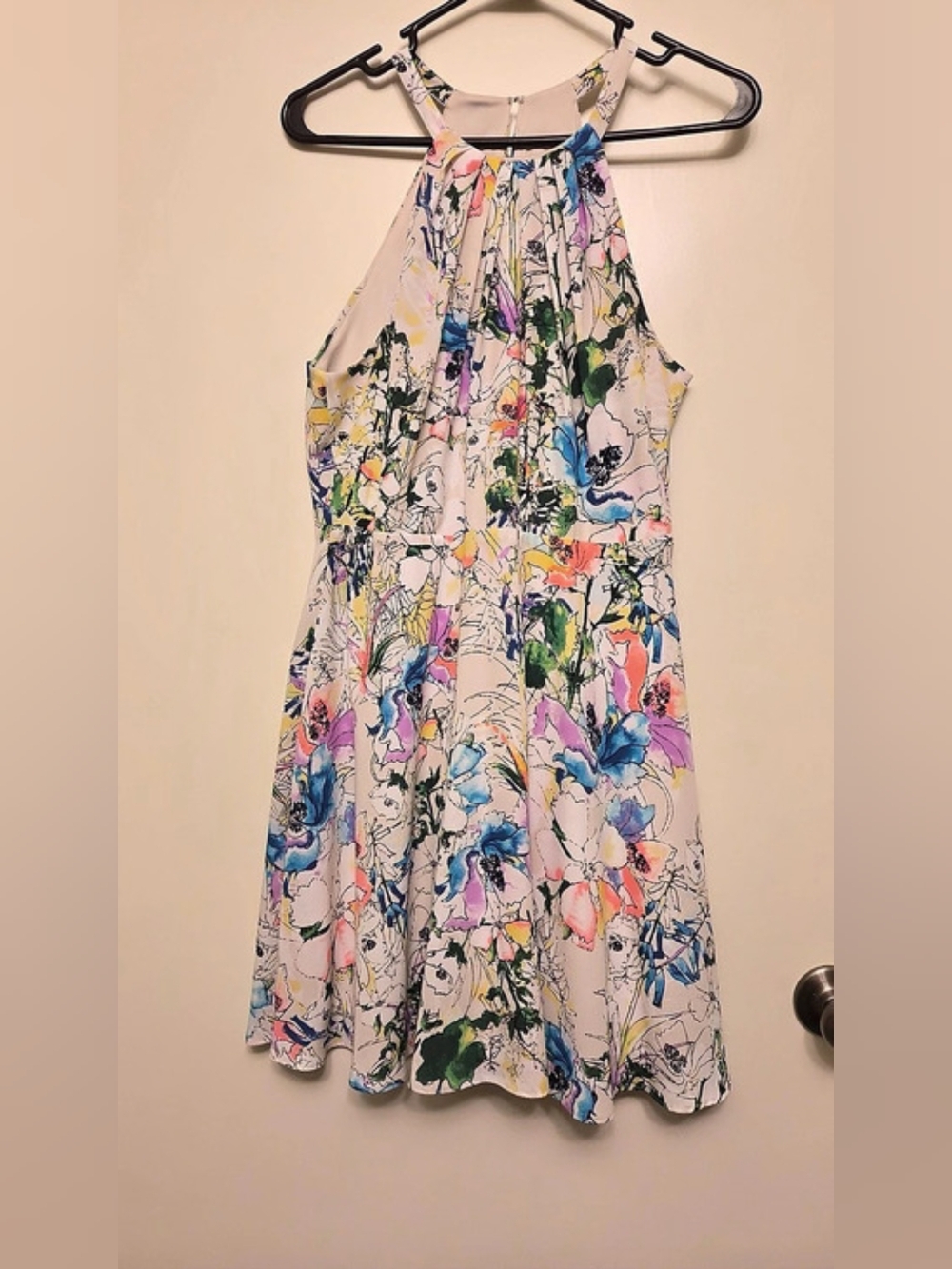 Express Abstract Colorful Floral Mini Dress